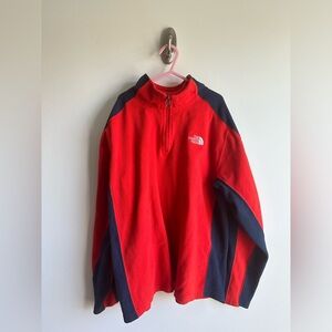 The North Face Navy/Red Quarter Zip Fleece, Kid’s Size XL